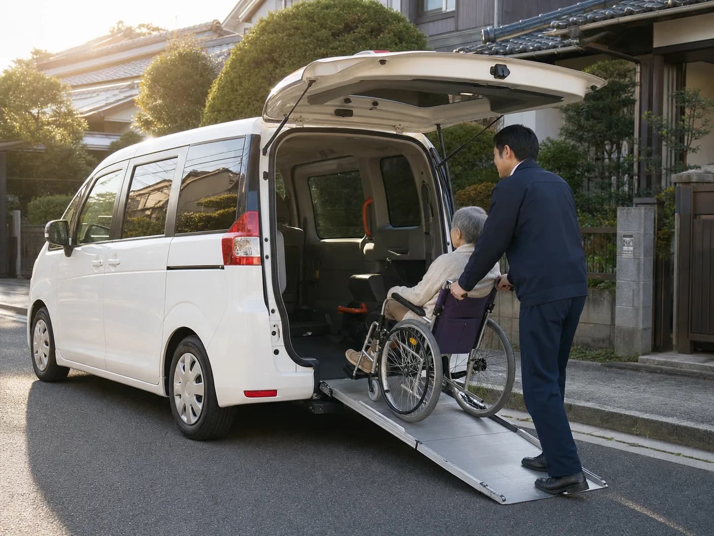 リフトに乗り込むご利用者